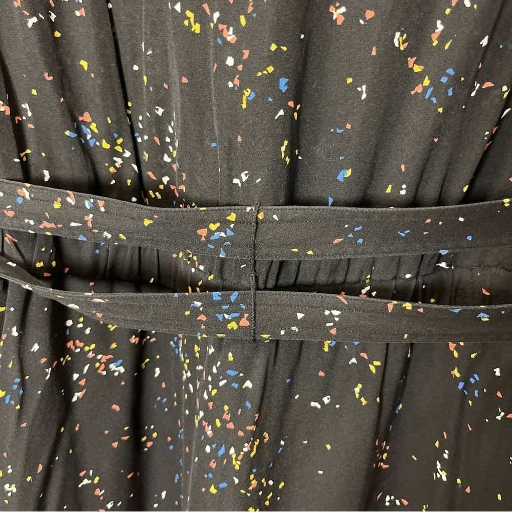 A.L.C Samantha Midi Black Dress with Multicolor Speckles, long Sleeve, 100% silk - Picture 15 of 16